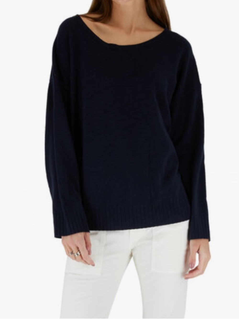 NILI LOTAN Boyfriend Cashmere Sweater in Navy Sz XS Designer Luxury Minimalist
